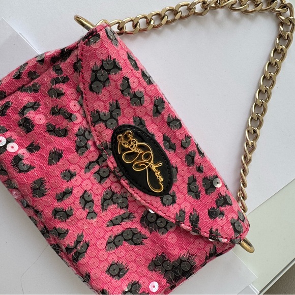 Betsey Johnson Handbags - Betsey Johnson Pink and Black Leopard Clutch